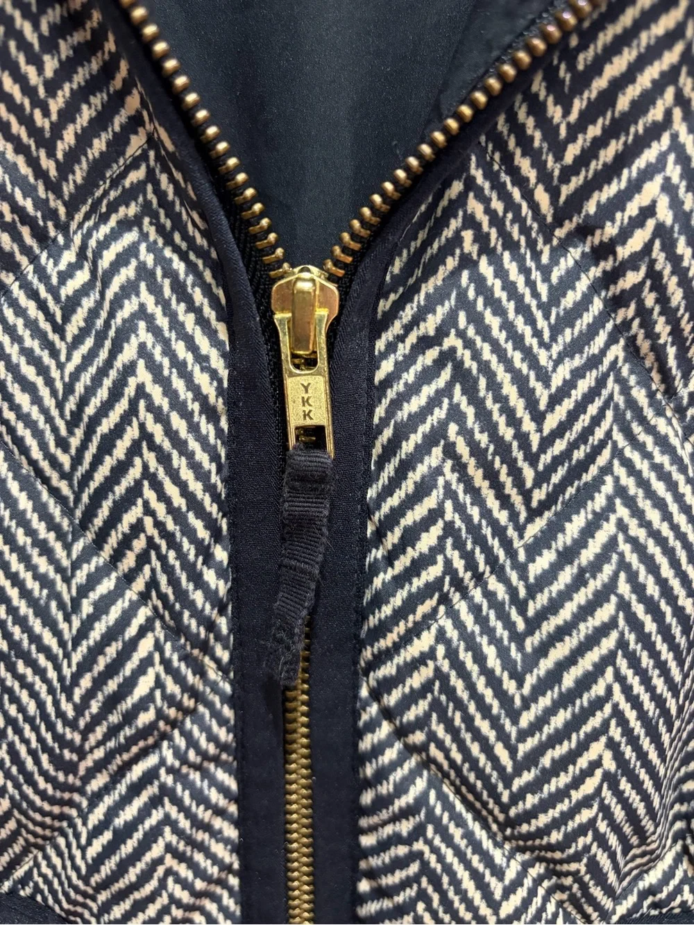 J. Crew Black & Cream Herringbone Quilted Vest S